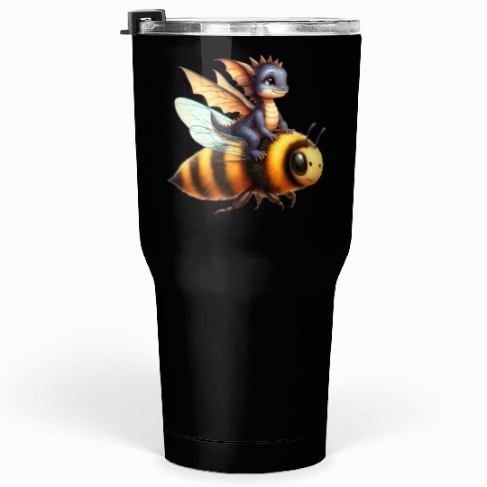 Fun Baby Dragon Riding a Bumble Bee Tumblers 30 Oz