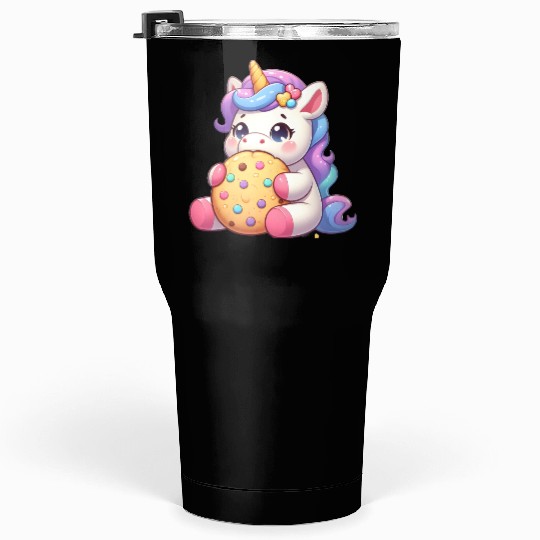 Unicorn Enjoying a Cookie Tumblers 30 Oz