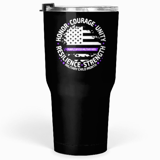 Purple Up for Military Kid Us Flag Cool Military Tumblers 30 Oz