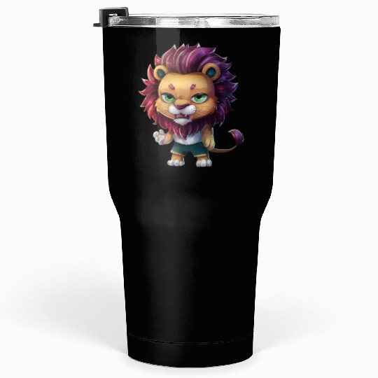 Cute And Majestic Chibi Lion Tumblers 30 Oz