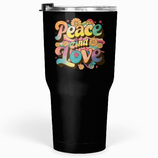 Peace And Love Hippie 1960`s 1970`s Tumblers 30 Oz