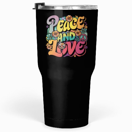 Peace And Love Hippie 1960`s 1970`s Tumblers 30 Oz