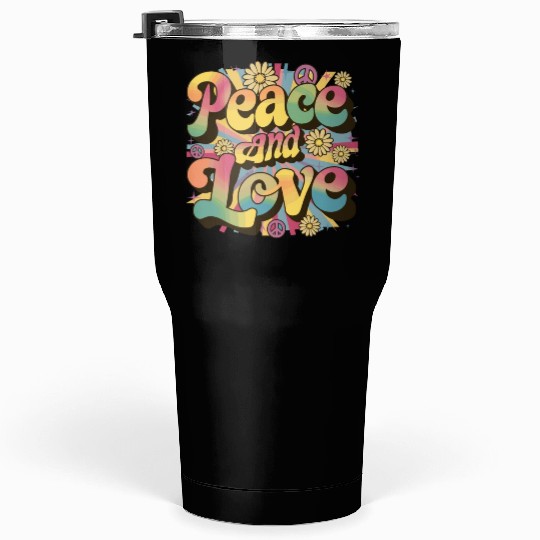 Peace And Love Hippie 1960`s 1970`s Tumblers 30 Oz