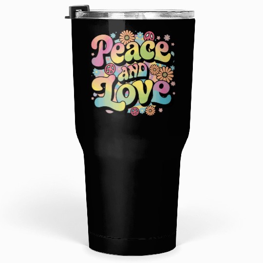 Peace And Love Hippie 1960`s 1970`s Tumblers 30 Oz