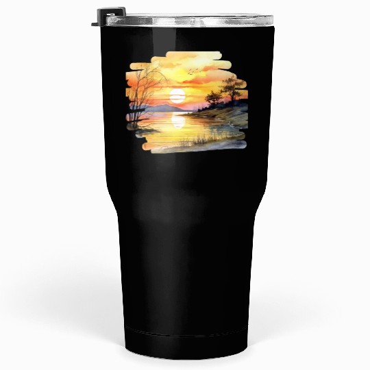 Sunset on the river Tumblers 30 Oz