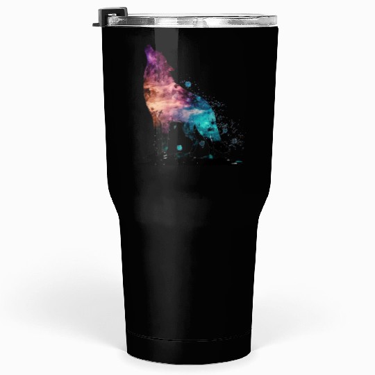 Wolf Print, Cosmic Wolves, Animal Print, Cosmos Tumblers 30 Oz