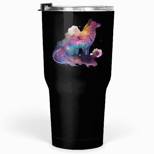 Wolf Print, Cosmic Wolves, Animal Print, Cosmos Tumblers 30 Oz
