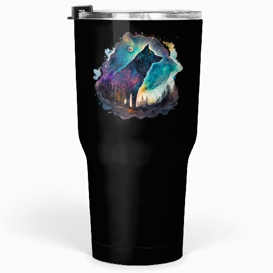 Wolf Print, Cosmic Wolves, Animal Print, Cosmos Tumblers 30 Oz