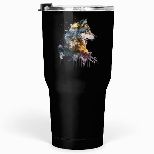 Wolf Print, Cosmic Wolves, Animal Print, Cosmos Tumblers 30 Oz