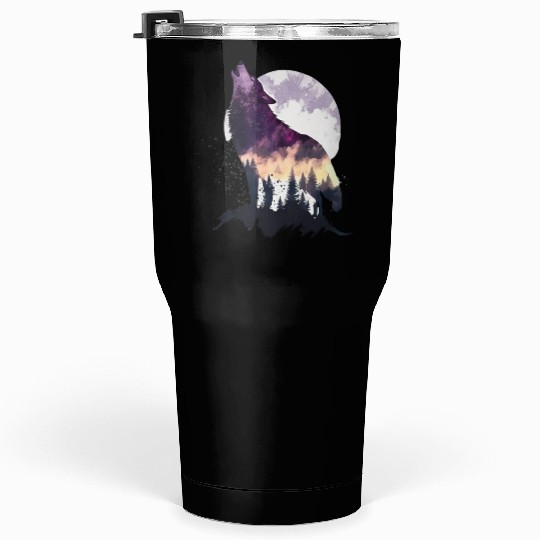 Wolf Print, Cosmic Wolves, Animal Print, Cosmos Tumblers 30 Oz