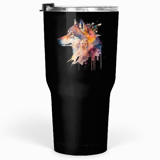 Wolf Print, Cosmic Wolves, Animal Print, Cosmos Tumblers 30 Oz