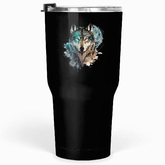 Wolf Print, Cosmic Wolves, Animal Print, Cosmos Tumblers 30 Oz