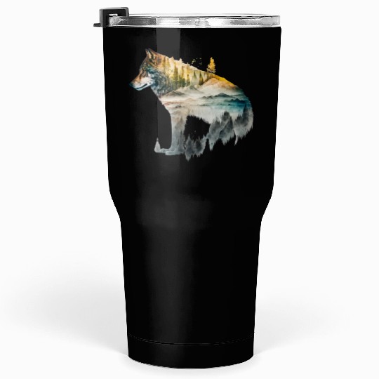 Wolf Print, Cosmic Wolves, Animal Print, Cosmos Tumblers 30 Oz