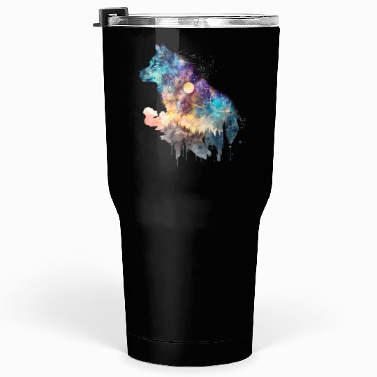 Wolf Print, Cosmic Wolves, Animal Print, Cosmos Tumblers 30 Oz