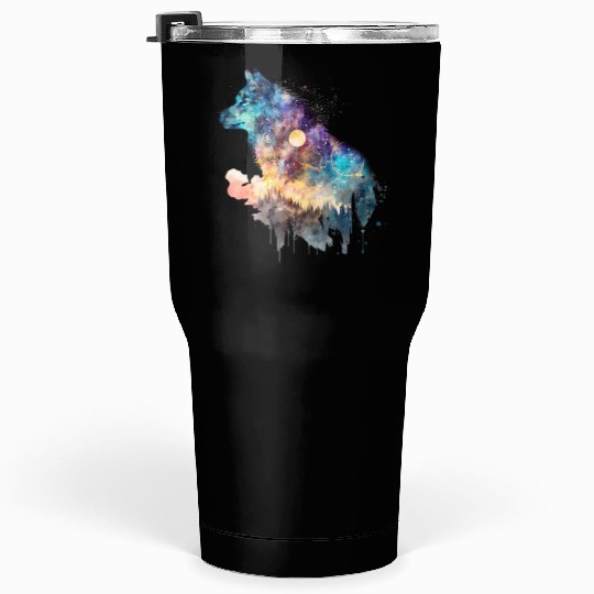 Wolf Print, Cosmic Wolves, Animal Print, Cosmos Tumblers 30 Oz