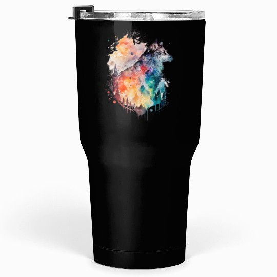 Wolf Print, Cosmic Wolves, Animal Print, Cosmos Tumblers 30 Oz