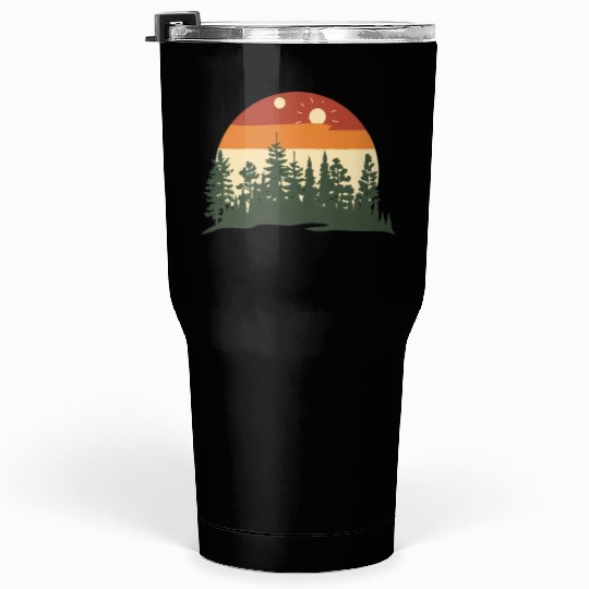 Sunset Silhouette Pine Forest Retreat Tumblers 30 Oz