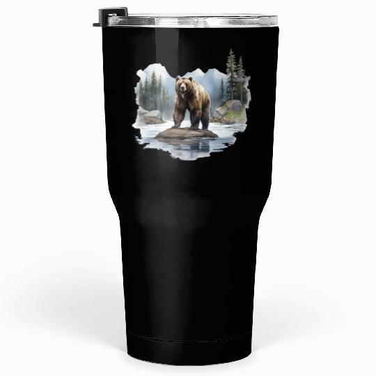 Grizzly Bear in the Wild Tumblers 30 Oz