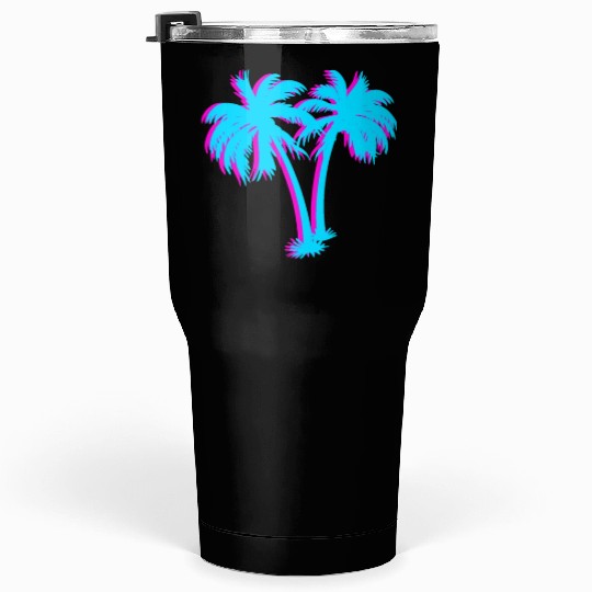 Tropical and Aesthetic Beach Vaporwave Palm Tree Tumblers 30 Oz