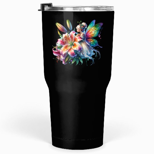 Tiger Lily Fairy Floral Fantasy Watercolor Tumblers 30 Oz