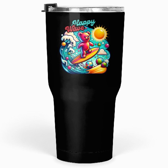 Happy Wave: Surfing Teddy Adventure Tumblers 30 Oz