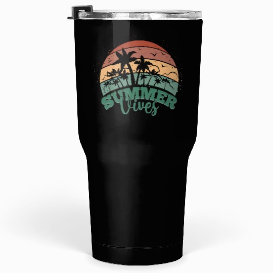 Summer Sunset Palm Tree Vintage 70s 80s Tumblers 30 Oz