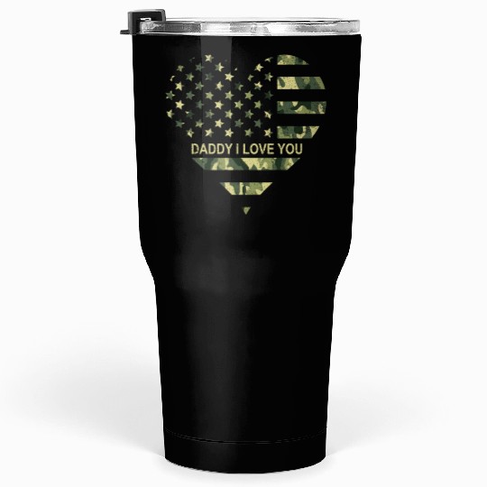 I Love Daddy American Flag Heart Gift Fathers Day Tumblers 30 Oz