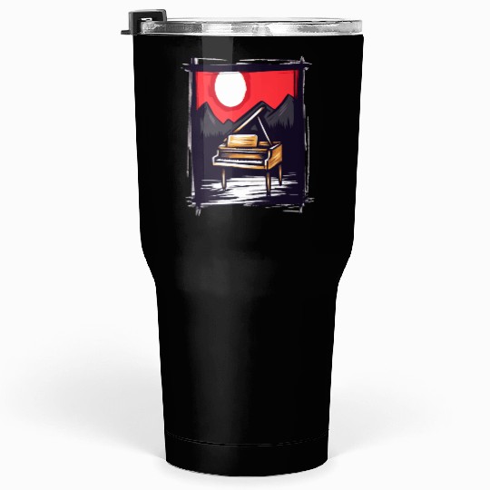 Japan Red Sun & Nature Piano Tumblers 30 Oz