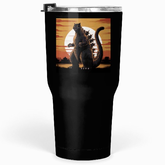 Catzilla Cat Japanese Art Funny Cat Gifts Tumblers 30 Oz