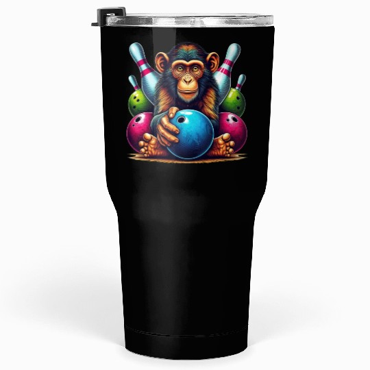 Monkey Playing Bowling Sports lover animal Tumblers 30 Oz