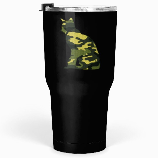 Military Burmese Camo Men Print US Cat Kitty Tumblers 30 Oz