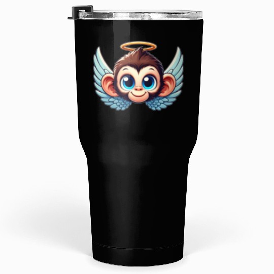 Monkey chimpanzee cartoon angel wings Tumblers 30 Oz