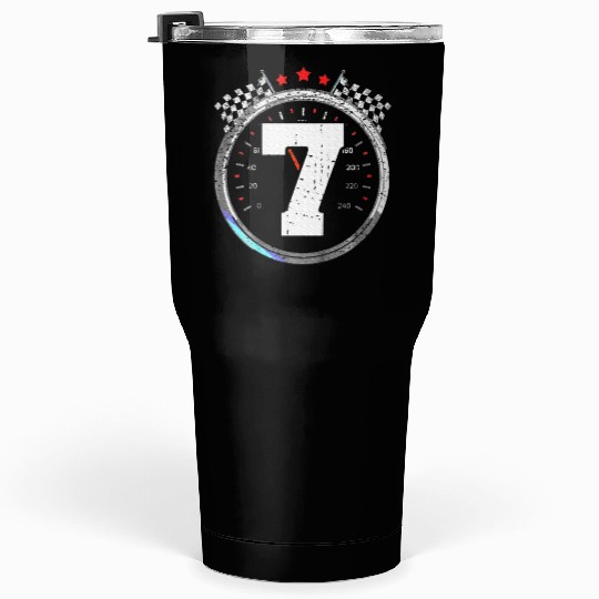 Kids 7th Birthday Boy 7 Seventh Race Car Birthday Tumblers 30 Oz