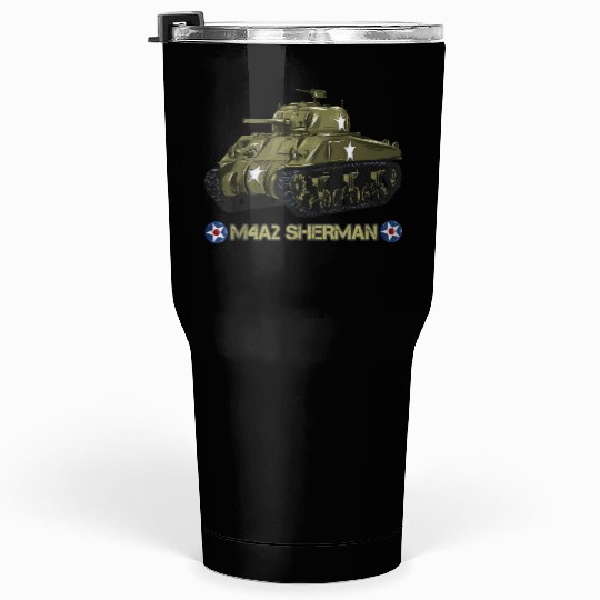 World War 2 American Tank M4A2 Sherman memorabilia Tumblers 30 Oz