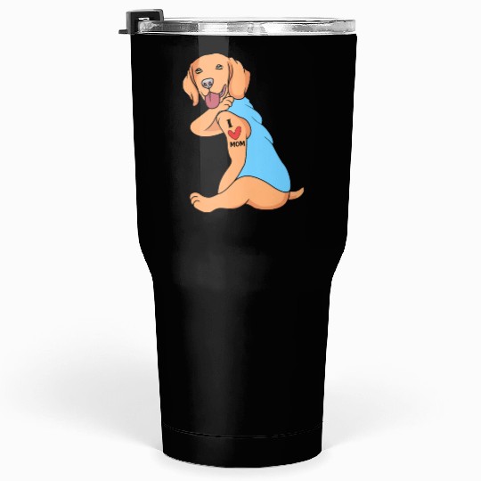 I Love Mom Tattoo Dog Golden Retriever Mom Tumblers 30 Oz