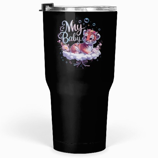 Adorable Baby Tiger Floral Cloud Dreamy Artwork Tumblers 30 Oz