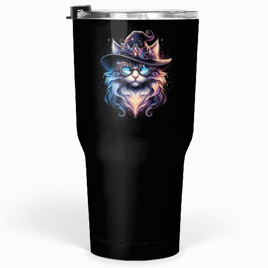 Cat Fantasy "Enchanted Wizard Cat" Tumblers 30 Oz