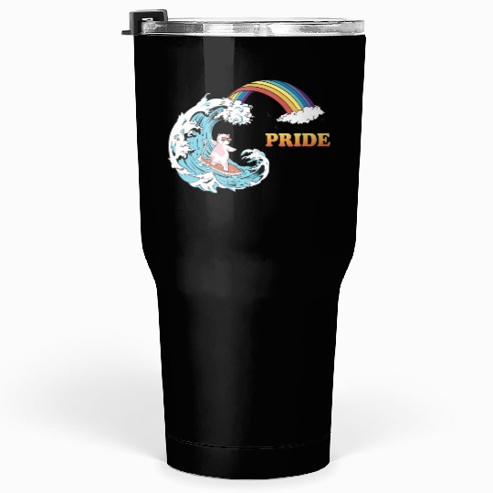 Cat Surfing with Trans LGBT Colors in the Tumblers 30 Oz