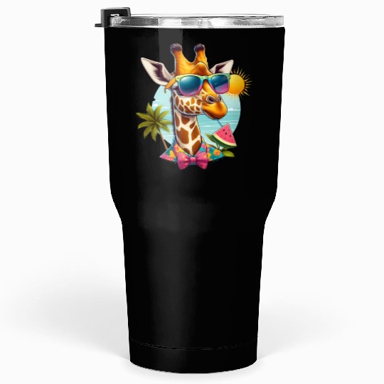 Funny giraffe Summer Beach Graphic Animal Lover Tumblers 30 Oz