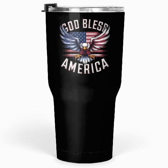God Bless America Eagle Happy 4th Of July US Flag Tumblers 30 Oz