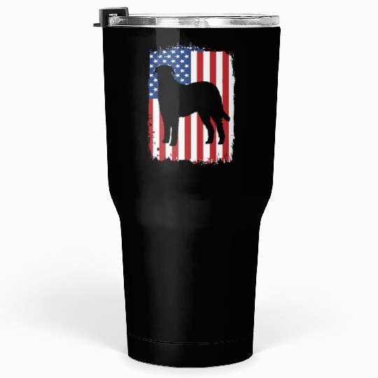 American Flag Patriotic Irish Wolfhound Dog Tumblers 30 Oz