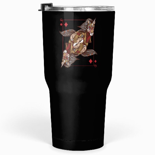 Unicorn steampunk card game Queen of Diamonds Poke Tumblers 30 Oz