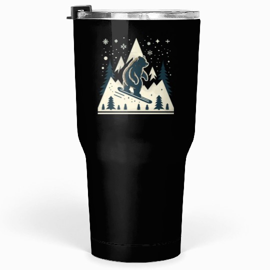 Skiing Grizzly Tumblers 30 Oz