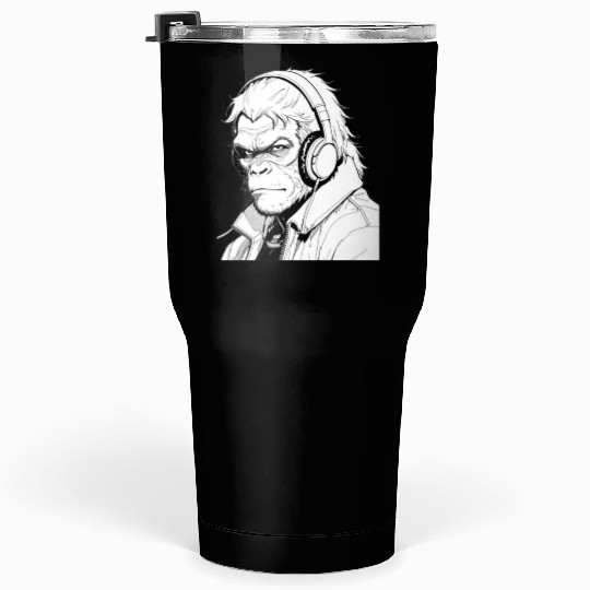 Gorilla wearing a headphones Tumblers 30 Oz