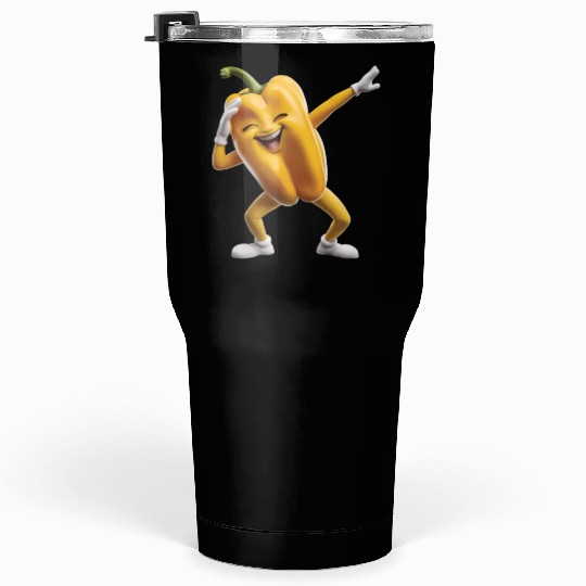 Yellow Bell Pepper Dabbing Realistic Tumblers 30 Oz