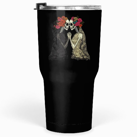 Lesbian Couple Skeletons Kissing LGBTQ Pride Tumblers 30 Oz