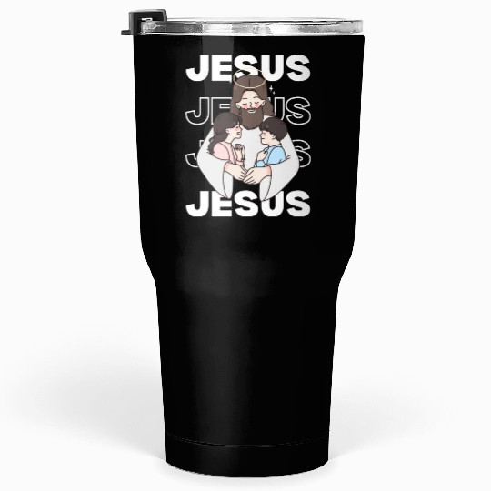 Jesus Embracing Kids Minimalist Style Typography Tumblers 30 Oz
