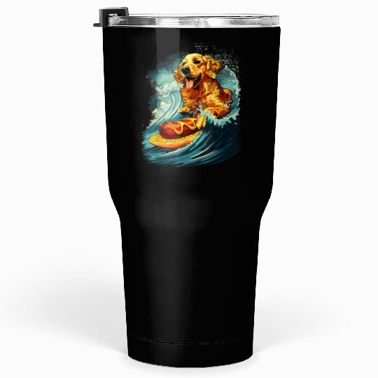Space Dog surfing Hot Tumblers 30 Oz