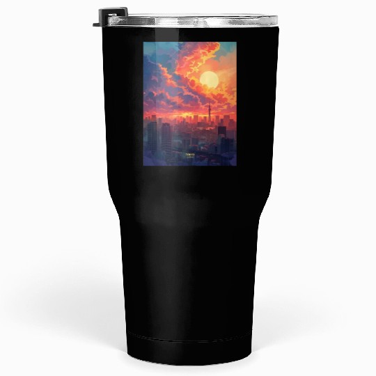 Beautiful Sunset in Tokyo City Japan Tumblers 30 Oz