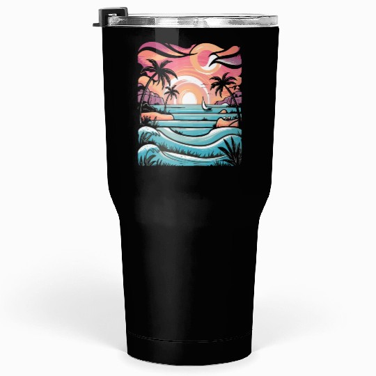 Azure Embrace Mediterranean Dreamscapes Tumblers 30 Oz